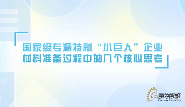 ***專精特新“小巨人”材料準備過程中的幾個核心思考